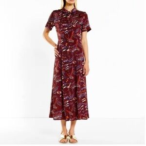 Elegant ALEXA CHUNG
Printed dress | Burgundy| Patterned Dress | size 10